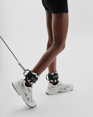 Cow print ankle straps