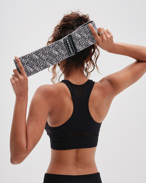 black and white empowering text print resistance band