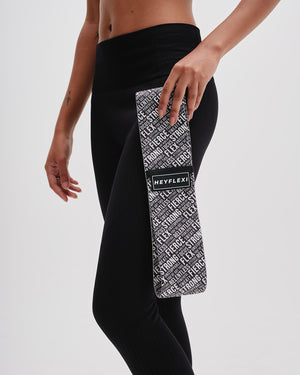 black and white empowering text print resistance band
