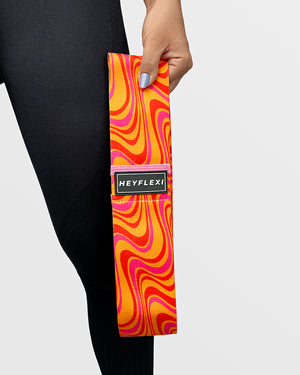 Orange swirl print fabric resistance band