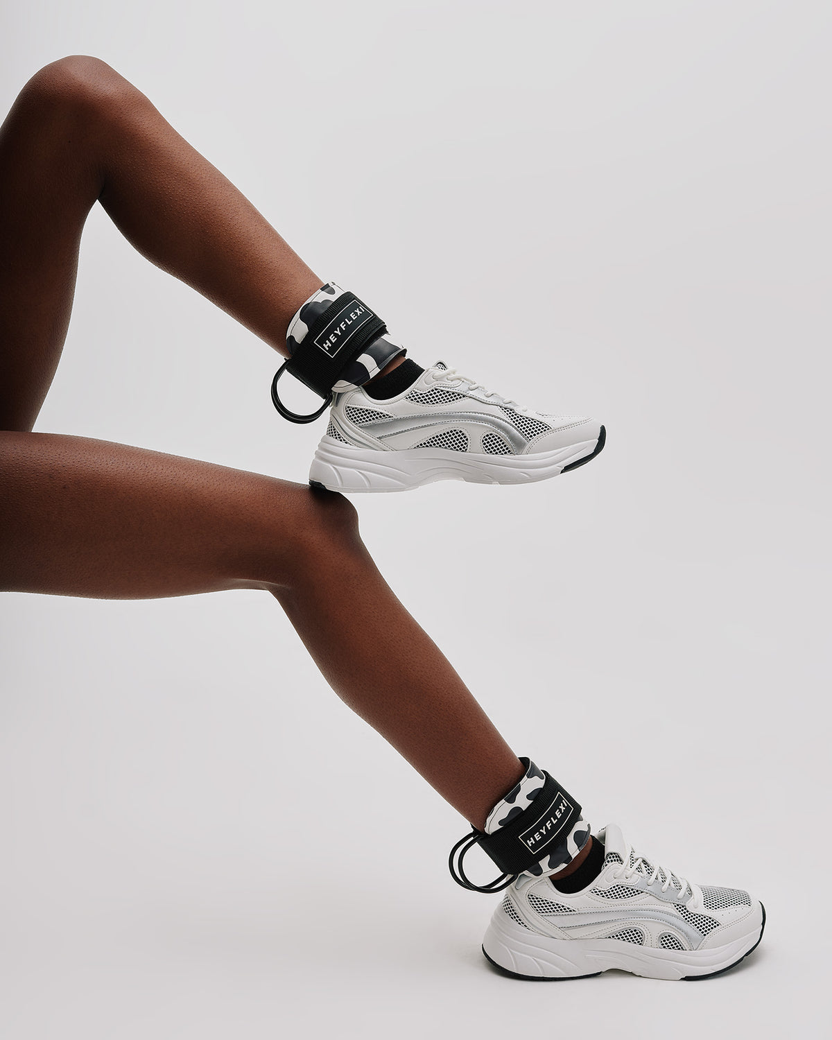 Cow print ankle straps