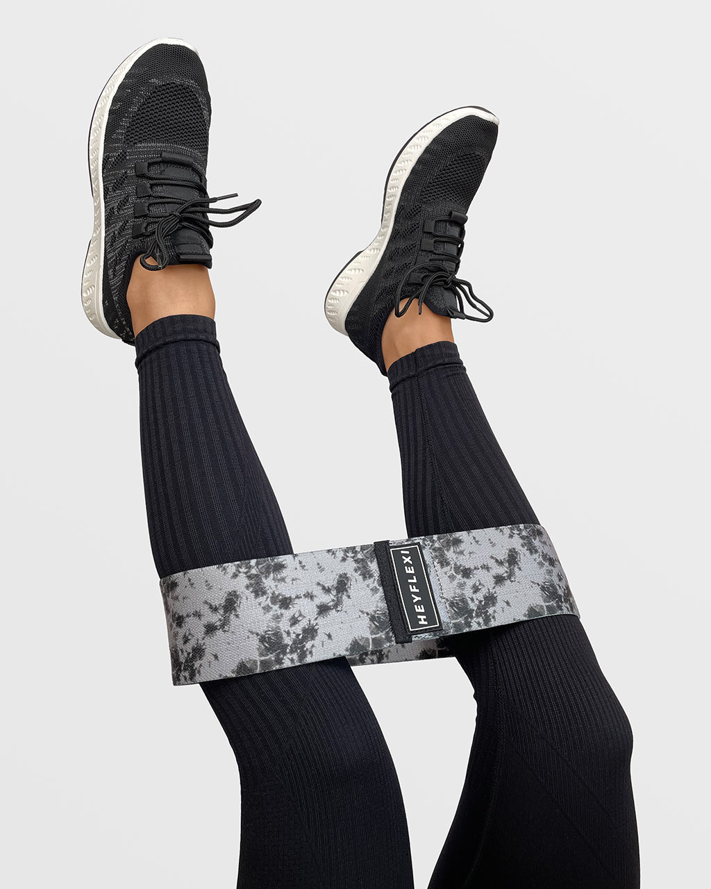 Grey tie dye fabric resistance band