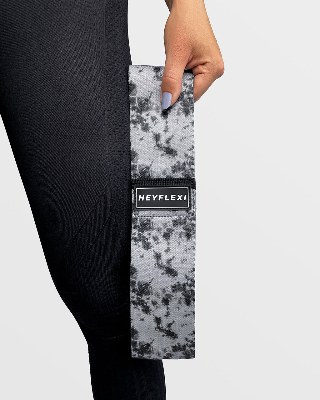 Grey tie dye fabric resistance band