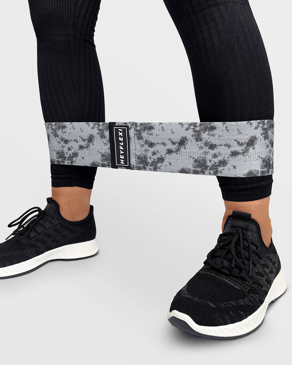 Grey tie dye fabric resistance band