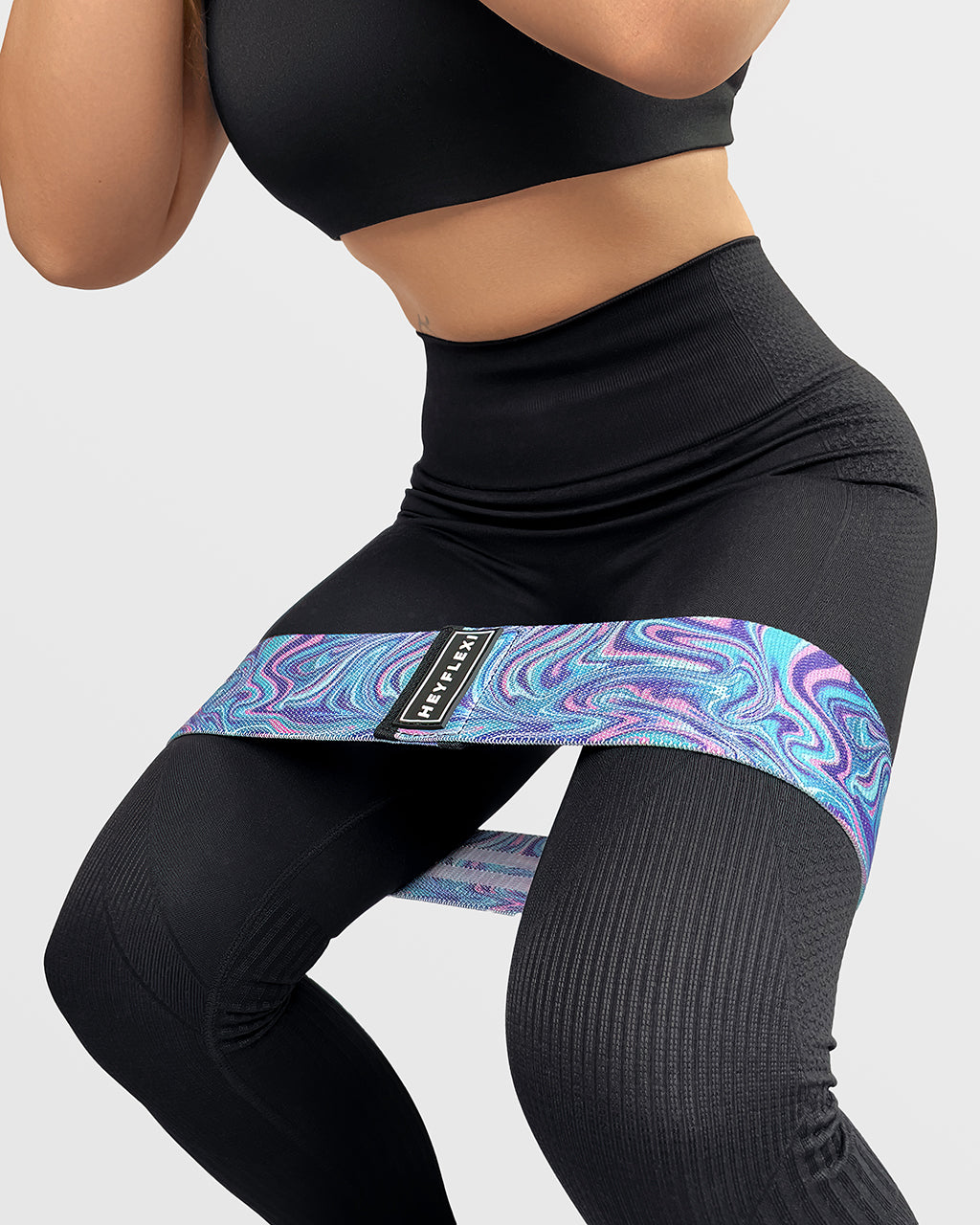 Blue marble print fabric resistance band