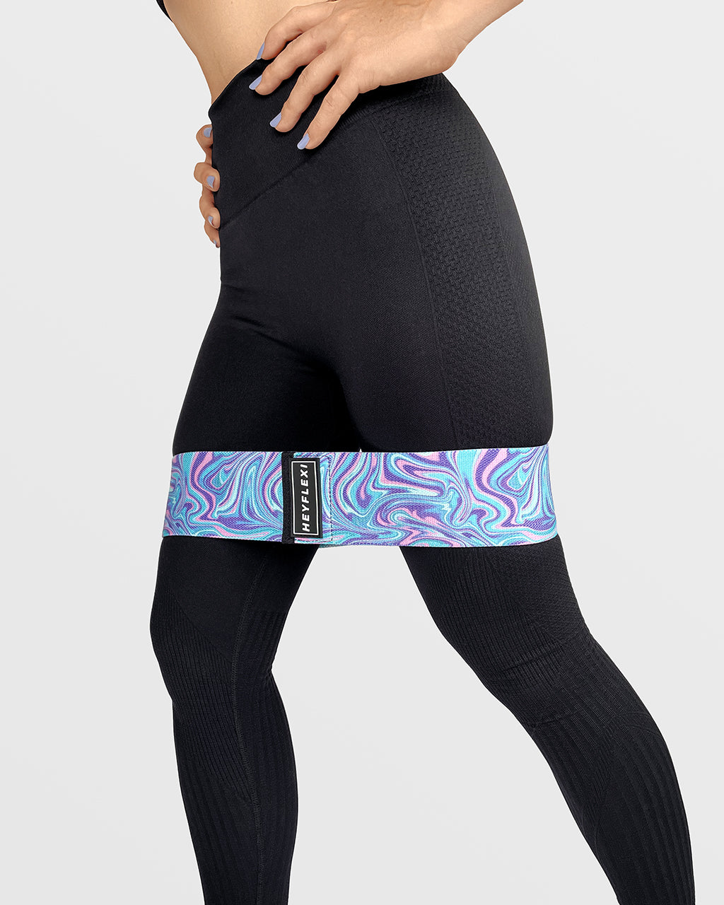 Blue marble print fabric resistance band