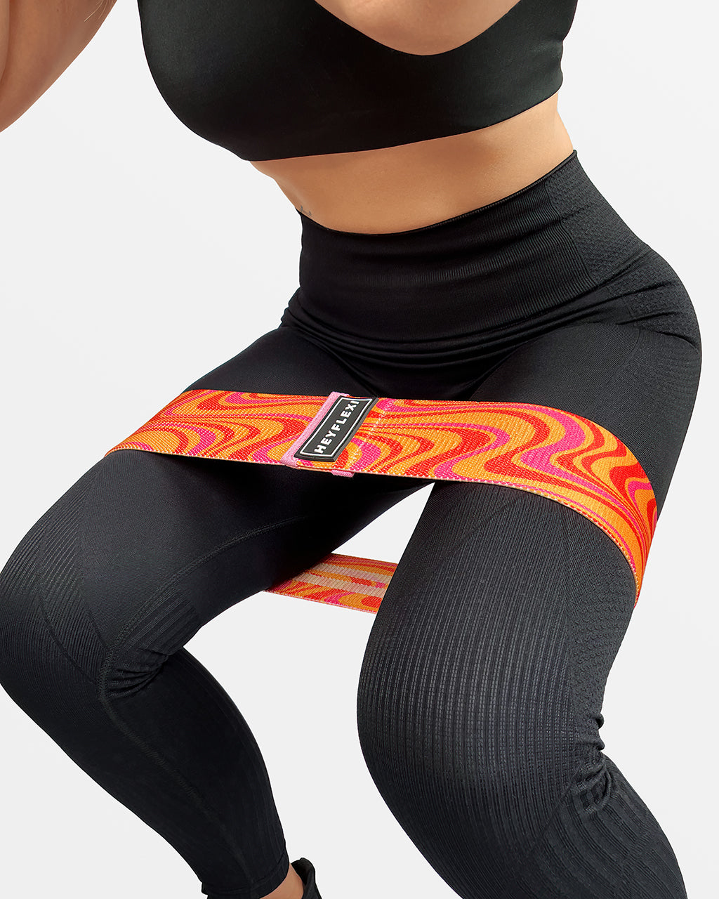 Orange swirl print fabric resistance band