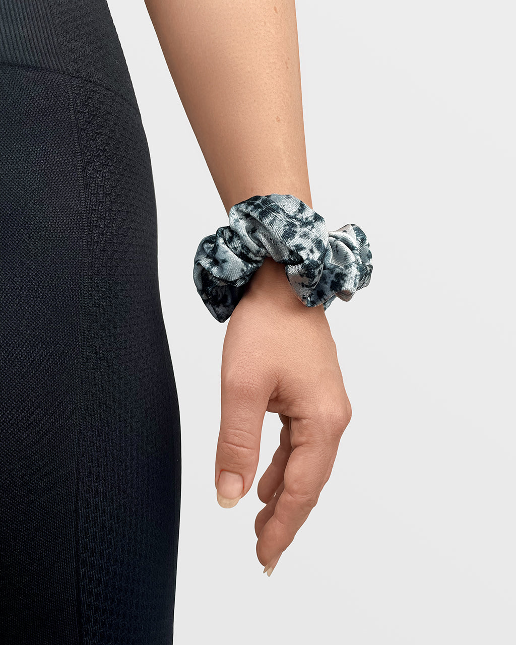 Grey tie dye velvet scrunchie